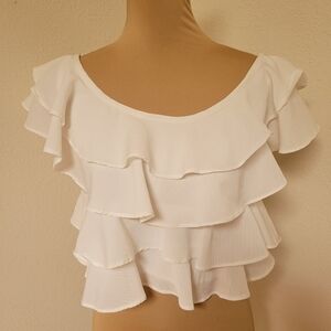Roper White Ruffle Blouse